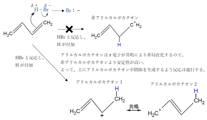 アルケン 共役ジエンのハロゲン化水素付加 高温、低温 86回問10b